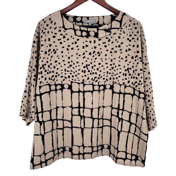 Habitat Oversized S/XS Small Extra Small Beige Wearable Art to Wear Shirt Top - Picture 1 of 9